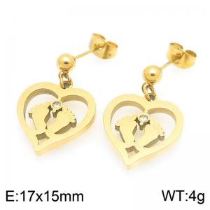 Fashionable stainless steel earrings paired with diamond studded hollow heart and foot pendant - KE119483-Z
