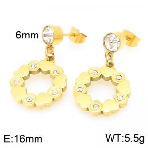 Fashionable stainless steel earrings paired with diamond studded hollow heart-shaped patchwork circular pendant - KE119488-Z