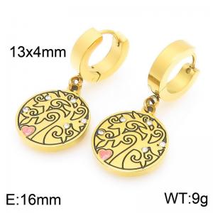Fashionable stainless steel earrings paired with diamond studded Tree of Life pendant - KE119490-Z