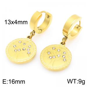Fashionable stainless steel earrings paired with diamond studded Tree of Life pendant - KE119492-Z