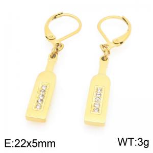 Fashionable stainless steel earrings paired with diamond studded red wine bottle pendant - KE119494-Z