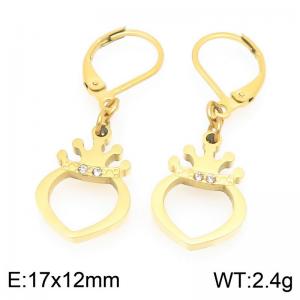 Personalized design stainless steel earrings paired with crown hollow heart-shaped pendant - KE119495-Z