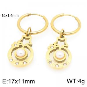 Personalized design stainless steel earrings paired with pearl inlaid pendants - KE119496-Z