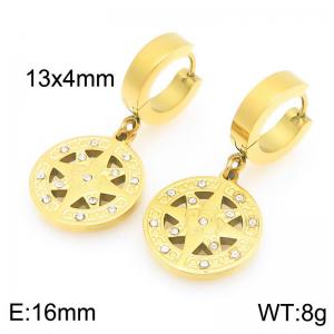Personalized design stainless steel earrings paired with diamond studded octagonal pendant - KE119499-Z