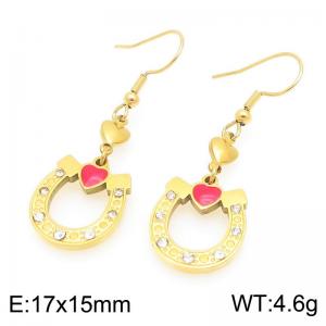 Personalized design stainless steel earrings paired with colorful heart-shaped U-shaped pendant - KE119501-Z