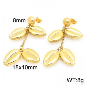 Stainless Steel Earrings Leaves Shape Gold Color - KE119528-Z