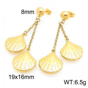 Stainless Steel Earrings Leaves Shape Gold Color - KE119530-Z
