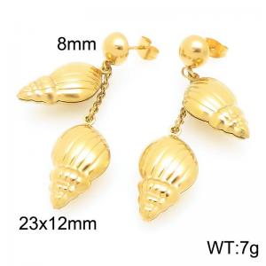 Stainless Steel Earrings Conch Shape Gold Color - KE119532-Z