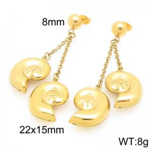 Stainless Steel Earrings Conch Shape Gold Color - KE119534-Z