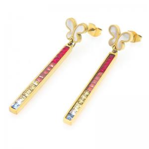 Stainless Steel Stone&Crystal Earring - KE119586-HM