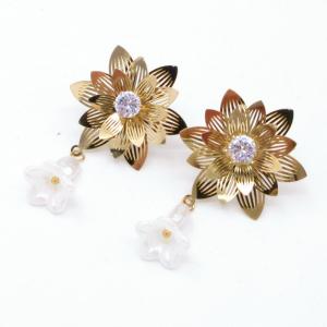 Stainless Steel Stone&Crystal Earring - KE120178-SP