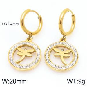 Stainless Steel Stone&Crystal Earring - KE120363-Z
