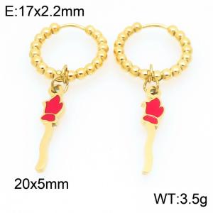 Stainless steel creative Halloween series red match pendant temperament gold earrings - KE121150-Z