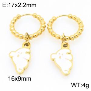 Stainless steel creative Halloween series white little devil hat pendant with temperament gold earrings - KE121153-Z