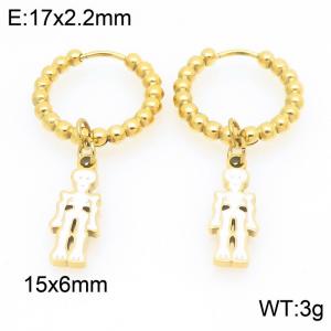 Stainless steel creative Halloween series three-dimensional skeleton pendant with temperament gold earrings - KE121154-Z