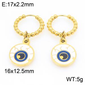 Stainless steel creative Halloween dark series Evil Eye circular pendant temperament gold earrings - KE121158-Z