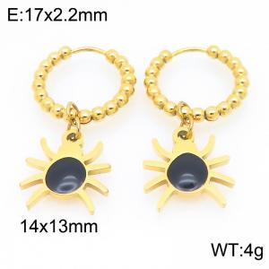 Stainless steel creative Halloween dark series spider pendant temperament gold earrings - KE121161-Z