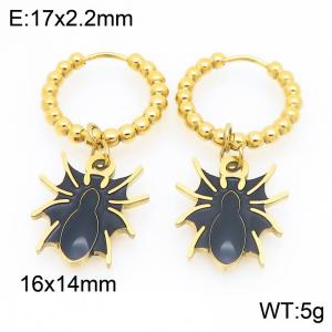 Stainless steel creative Halloween dark series spider pendant temperament gold earrings - KE121163-Z