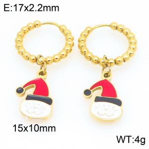 Stainless steel creative Halloween series cute hat cat pendant temperament gold earrings - KE121169-Z
