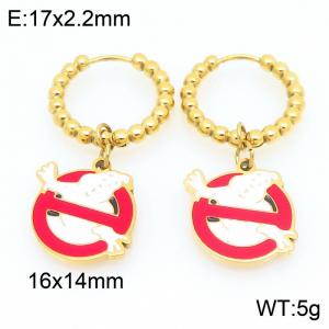 Stainless steel creative Halloween series caught ghost pendant temperament gold earrings - KE121170-Z