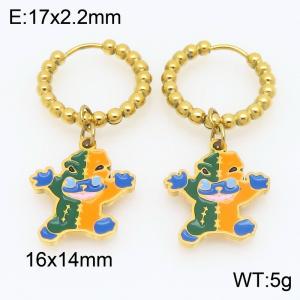 Stainless steel creative Halloween series parody ghost pendant temperament gold earrings - KE121175-Z