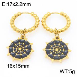 Stainless steel creative Halloween dark series spider web pendant temperament gold earrings - KE121177-Z