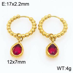 Stainless Steel Stone&Crystal Earring - KE121209-Z