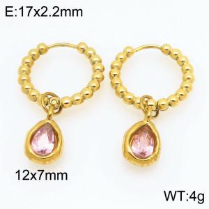 Stainless Steel Stone&Crystal Earring - KE121212-Z