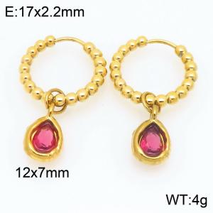 Stainless Steel Stone&Crystal Earring - KE121218-Z