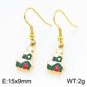 Stainless steel Christmas house Dripping Oil earrings for ladies as Jewelry Gifts - KE121235-Z
