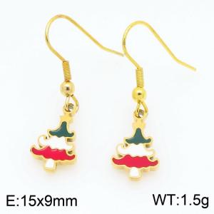 Stainless steel Christmas tree Dripping Oil earrings for ladies as Jewelry Gifts - KE121236-Z