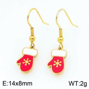 Stainless steel Christmas glove Dripping Oil earrings for ladies as Jewelry Gifts - KE121239-Z