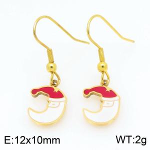Stainless steel Christmas moon Dripping Oil earrings for ladies as Jewelry Gifts - KE121240-Z