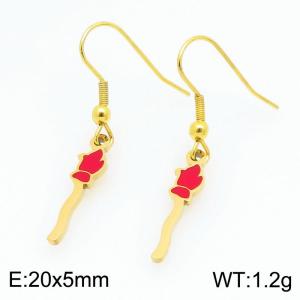 Stainless steel Christmas broom Dripping Oil earrings for ladies as Jewelry Gifts - KE121241-Z