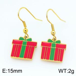 Stainless steel Christmas gift box Dripping Oil earrings for ladies as Jewelry Gifts - KE121242-Z