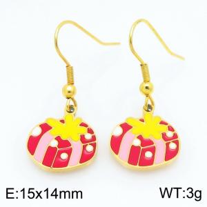 Stainless steel Christmas package Dripping Oil earrings for ladies as Jewelry Gifts - KE121244-Z