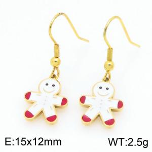 Stainless steel Christmas Snowman Dripping Oil earrings for ladies as Jewelry Gifts - KE121246-Z