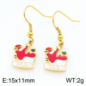 Stainless steel Christmas shoe Dripping Oil earrings for ladies as Jewelry Gifts - KE121247-Z