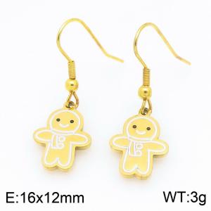 Stainless steel Christmas Snowman pendant Dripping Oil earrings for ladies as Jewelry Gifts - KE121251-Z