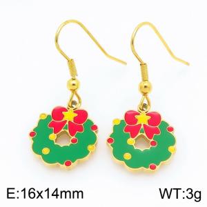 Stainless steel Christmas Door Ring Dripping Oil earrings for ladies as Jewelry Gifts - KE121252-Z
