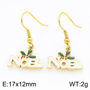Stainless steel Christmas NOEL Dripping Oil earrings for ladies as Jewelry Gifts - KE121253-Z