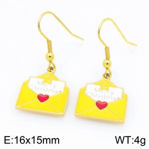 Stainless steel Christmas Happy Envelopes Dripping Oil earrings for ladies as Jewelry Gifts - KE121255-Z