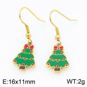 Stainless steel Bow Christmas Tree Dripping Oil earrings for ladies as Jewelry Gifts - KE121256-Z