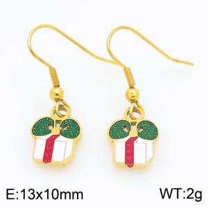 Stainless steel bow gift box, oil dripping earrings, women's jewelry gifts - KE121257-Z