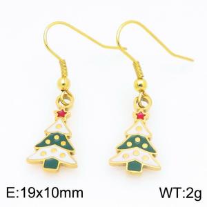Stainless steel Christmas Decorative Tree Dripping Oil earrings for ladies as Jewelry Gifts - KE121259-Z