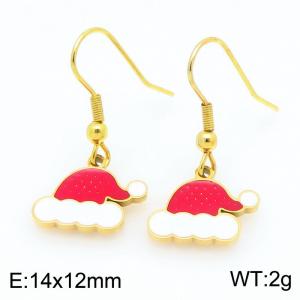 Stainless steel Christmas Old man hat Dripping Oil earrings for ladies as Jewelry Gifts - KE121261-Z
