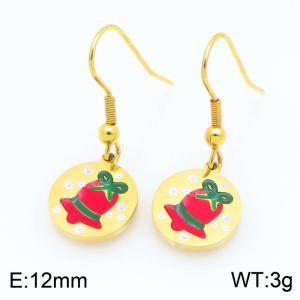 Stainless steel Christmas bell Dripping Oil earrings for ladies as Jewelry Gifts - KE121262-Z