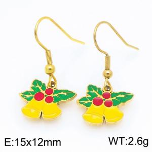 Stainless steel Christmas Yellow Bell Dripping Oil earrings for ladies as Jewelry Gifts - KE121263-Z