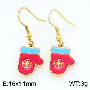 Stainless steel Christmas gloves Dripping Oil earrings for ladies as Jewelry Gifts - KE121286-Z