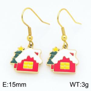 Stainless steel snowman house Dripping Oil earrings for ladies as Jewelry Gifts - KE121287-Z